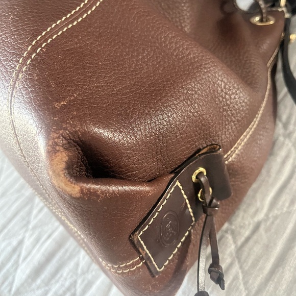 Dooney & Bourke Pebbled vintage Leather Bucket Backpack in Chocolate - Picture 7 of 16
